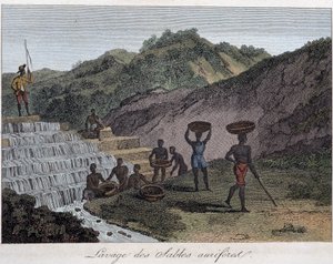 Lavge des sable auriferes - in „Le Monde en Prints ou Géographie des Cinq Parts du Monde“ von Chevalier de Roujoux von French School
