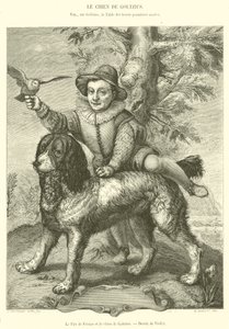 Der Sohn von Frisius und der Hund von Goltzius (Gravur) von French School