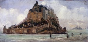 Le Mont Saint-Michel bei Ebbe von French School