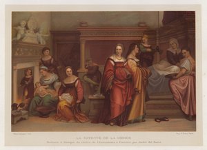 Die Geburt der Jungfrau Maria, Fresko im Kreuzgang der Annunziata in Florenz von Andrea del Sarto