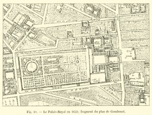 Der Palais-Royal im Jahr 1652, Fragment des Plans von Gomboust von French School