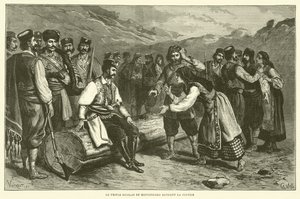 Prinz Nikolaus von Montenegro spricht Recht (Gravur) von French School