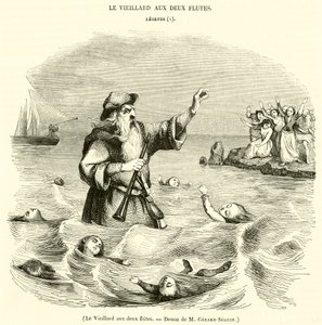 Der Greis mit den zwei Flöten (Gravur) von French School