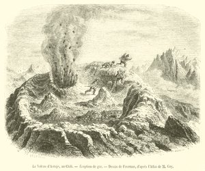 Der Vulkan Antujo in Chile, Gasausbruch