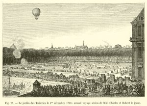 Der Garten der Tuilerien am 1. Dezember 1783, zweite Luftreise von MM Charles und Robert le jeune von French School