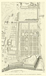 Der Palast und der Garten der Tuilerien im Jahr 1632, Faksimile des Plans von I Gomboust von French School