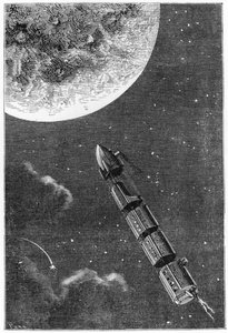 Abreise zum Mond, Illustration aus Von der Erde zum Mond von Jules Verne (1828-1905) Paris, Hetzel, veröffentlicht 1865 von French School