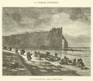 Die Wäscherinnen von Etretat (Stich) von French School