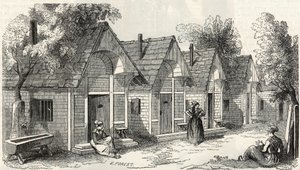 Die Chalets der Salpêtrière für die aufgeregten Verrückten - Gravur in „Tableau-de-Paris“ von Edmond Texier 1852