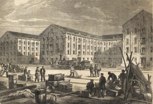 Die Docks von Rouen im Jahr 1866 - Gravur