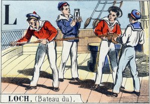 Buchstabe L wie Loch. Marinealphabet. Epinal-Bild, Ende des 19. Jahrhunderts. Schablonierte Holzgravur von French School
