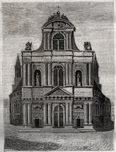 Die Kirche Saint Gervais Saint Protais (Saint-Gervais-Saint-Protais) (Fassade von Clement II Metezeau) Paris (4. Arr.) Gravur in „Histoire physique, civile et morale de Paris: depuis les premiers temps historiques à nos jours“ von Jacques Antoine Dulaure