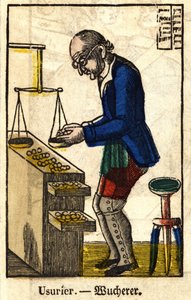 Geldverleiher; Serie über Handwerke (Bild des 19. Jahrhunderts)