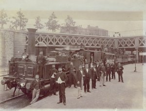Lokomotive CAIL, gebaut ca. 1866-67, am Pont de Courcelles, Paris, ca. 1867 von French School
