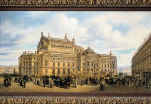 Die Oper von Paris, gebaut von Charles Garnier, Ansicht von der Rue Auber von French School