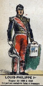 Louis Philippe 1er (1773-1850), König der Franzosen. In „Galerie der Könige und Königinnen von Frankreich und berühmter Persönlichkeiten von 1643 bis 1895“ Epinal-Bild.