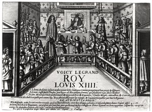 Ludwig XIV. (1638-1715) spricht Recht (Xylographie) von French School