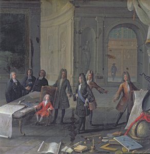 Ludwig XIV. bei einer Lektion seines Urenkels, des zukünftigen Ludwig XV., ca. 1715