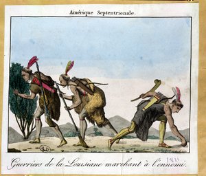 Louisiana-Indianer verfolgen ihren Feind, um 1811 von French School