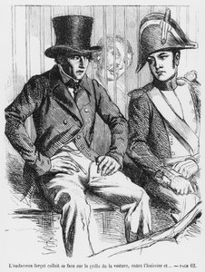 Lucien de Rubempré und Vautrin verhaftet, Illustration aus Splendeurs et Misères des Courtisanes von Honoré de Balzac, veröffentlicht 1867 von French School