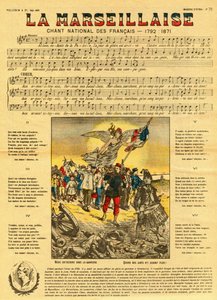 Text und Musik der Marseillaise, der französischen Hymne, komponiert von Rouget de Lisle von French School