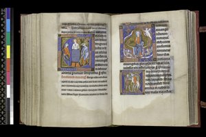 Fürbitte zu St. Johannes und Fürbitte zu den Heiligen Unschuldigen, aus dem Psalter und Stundenbuch der Isabella von Frankreich, Paris, um 1265-70