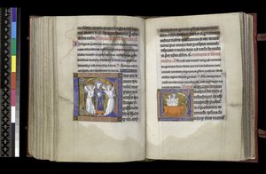 Fürbitte zu St. Denis und Fürbitte zu St. Eustachius, aus dem Psalter und Stundenbuch der Isabella von Frankreich, Paris, um 1265-70