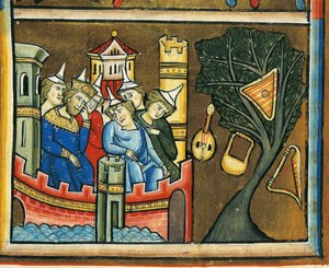 MS CXXXVII fol. 139v, Trauernde Juden in Babylon, aus dem Psalter der Heiligen Elisabeth von French School