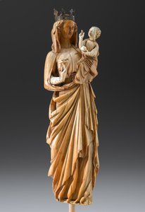 Madonna mit Kind, ca. 1260-1290 (Elfenbein und Metall) von French School