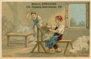 Maison Fontaine Handelskarte, Dreschen und Kardieren