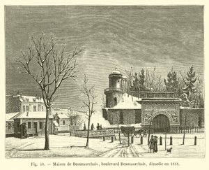 Haus von Beaumarchais, Boulevard Beaumarchais, abgerissen 1818 von French School
