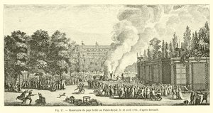Puppen des Papstes verbrannt im Palais-Royal, am 16. April 1791, nach Bertault