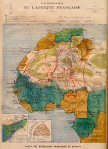 Karte der französischen Expeditionen in Afrika, Illustration aus „Le Petit Journal“ vom 5. März. von French School