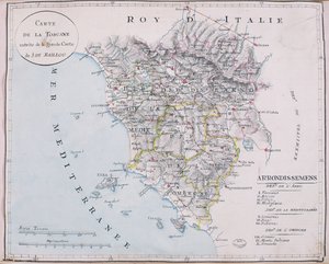 Karte der Toskana, Detail der großen Karte von J. de Baillou