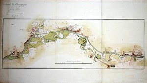 Karte des Canal de Bourgogne, späte 18. Jahrhundert von French School
