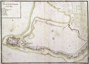 Karte der Stadt und Zitadelle von Port Louis