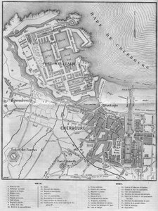 Karte der Stadt und des Hafens von Cherbourg, Manche (50)