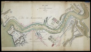 Karte des Hafens und Arsenals von Brest im Jahr 1754. von French School