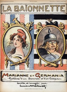 Marianne und Germania, Geschichte eines Hutes und eines Helms - in „La Bayonette“ vom 18.04.1918 von French School