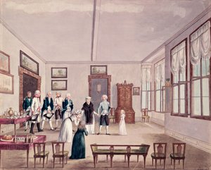 Marie-Thérèse-Charlotte de Bourbon, Madame Royale, trifft ihre Cousins Kaiser Franz II. von Österreich und seine Frau Maria Teresa in Wien nach ihrer Freilassung 1795 aus der Haft in Paris, ca. 1796 von French School