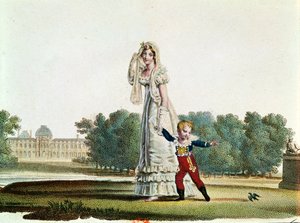 Marie Louise (1791-1847) und der König von Rom (1811-32) vor dem Tuilerienpalast von French School