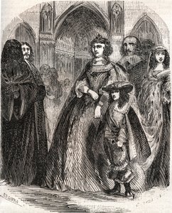 Marie de Medici (1573-1642), Königin von Frankreich und Regentin des Königreichs mit ihrem Sohn Ludwig XIII. auf dem Weg nach Notre-Dame de Paris - in „Histoire de France“ von L.-P. Anquetil