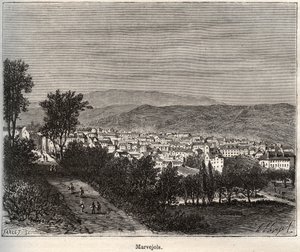 Marvejols - Lozère - Languedoc-Roussillon - Gravur in „La France illustrée: Geographie, Geschichte, statistische Verwaltung“ von V.-A. Malt-Brown. 1884 von French School