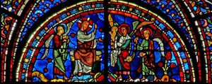 Maria-Magdalena-Fenster: Christus segnet die Seele von Maria Magdalena von French School