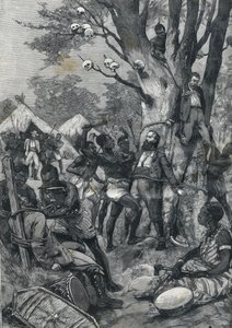 Massaker im Kongo: Europäer werden von Kannibalen gefoltert. In „Le petit Parisien“ von 1898.