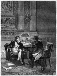 Maximilien Sébastien Foy (1775 - 1825), französischer General, berichtet Kaiser Napoleon I. über die Lage an den Linien von Torres Vedras von French School