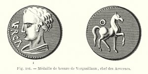 Bronzemedaille von Vergasillaun, Häuptling der Arverner von French School