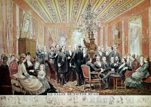 Treffen im Salon Littéraire de la Maison Hugo, Paris, ca. 1875 (Gravur)
