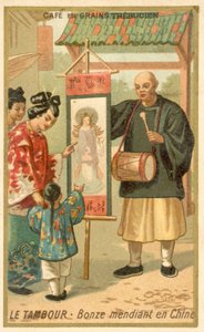 Bettelnder Mönch mit Trommel, China