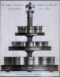 Metallarbeiten: Ein Satz Likörbecher auf einem Ständer, 1780-96